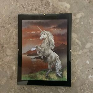 Vintage Wrightsons Foilgraphics London Unicorn in Valley Etching Framed Art